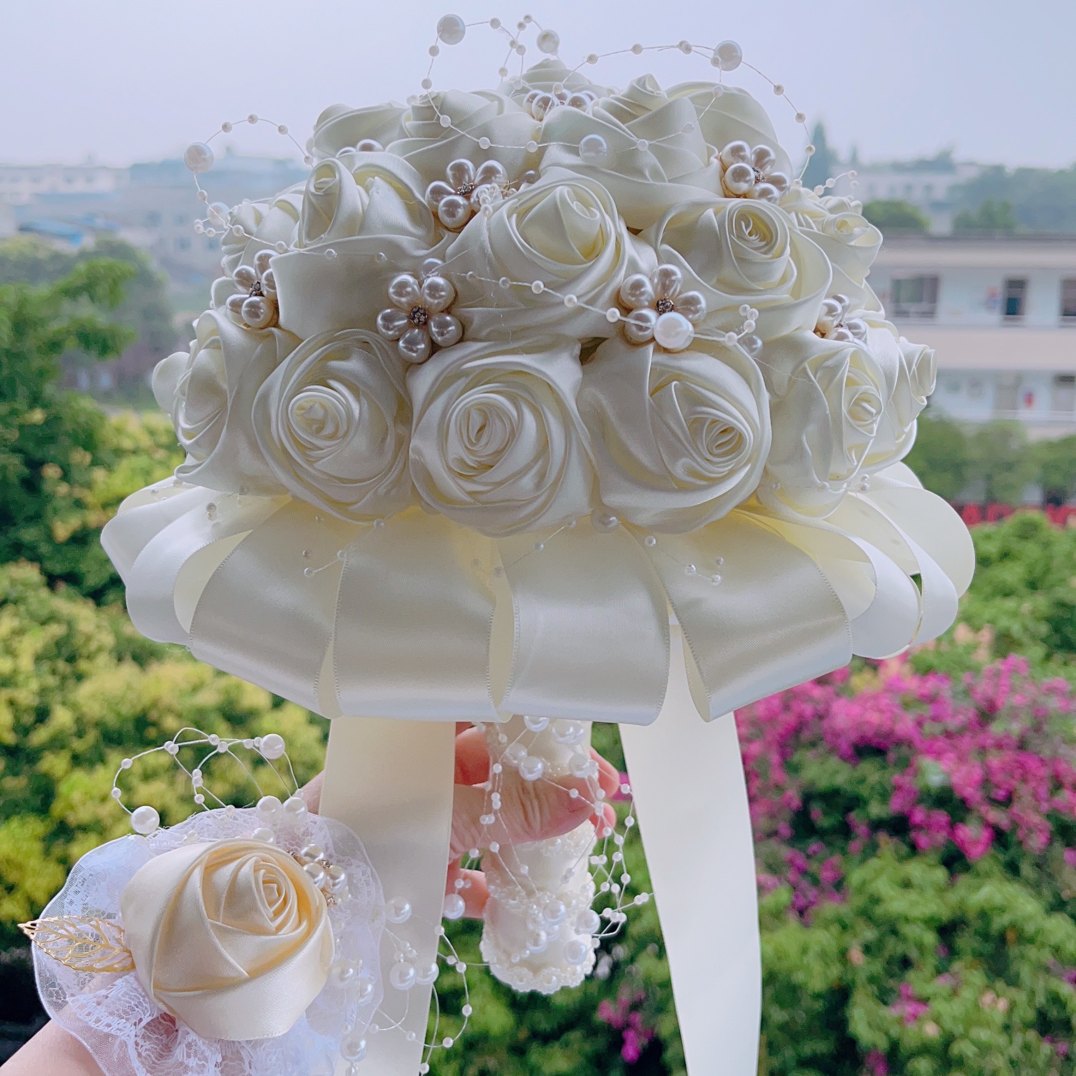 【单色款】新娘手捧花材料包/成品【成品花朵不用卷花】送闺蜜送新娘