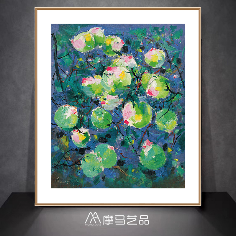 摩马艺品艺术大师油画《桃》简约现代新中式客厅餐厅挂画装饰挂画