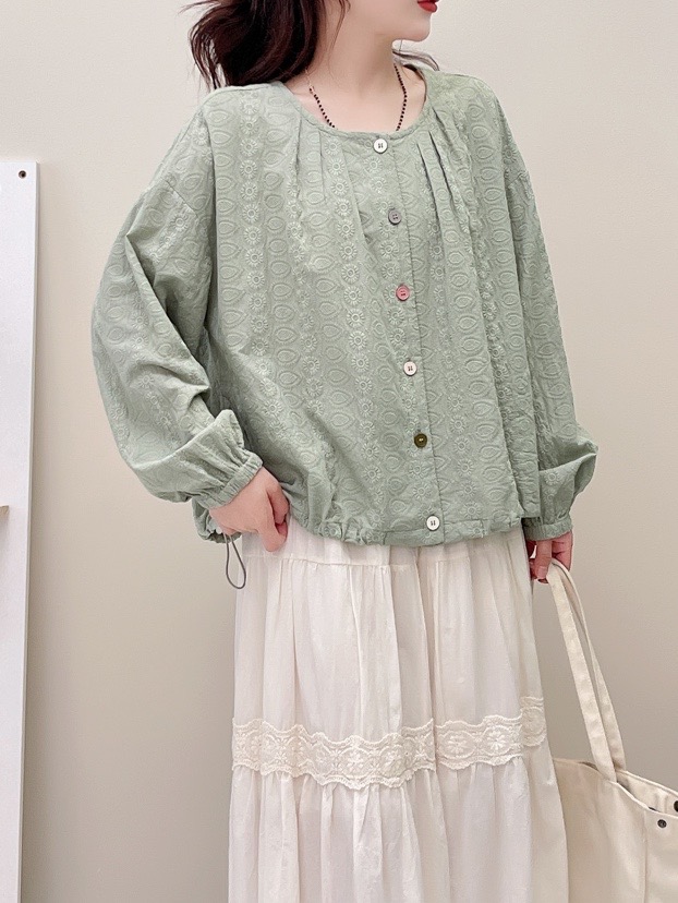 201#-300#吉合森系女装宽松大码重工刺绣休闲时尚百搭衬衫