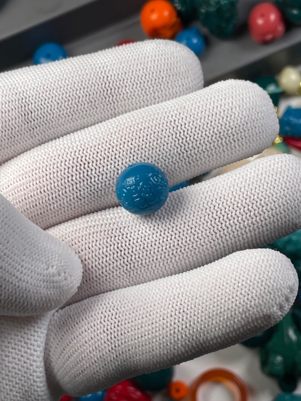 雪巴琉璃暴力蓝色回纹圆珠散珠吊坠12mm左右搭配顶珠腰珠星月菩提