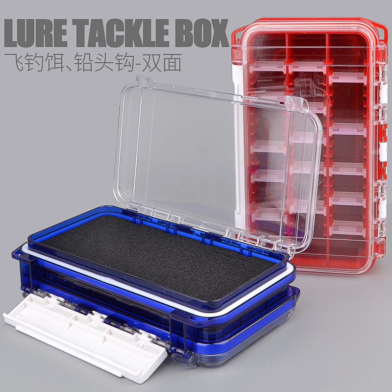 路亚铅头钩收纳盒双面飞钓溪流钓矶钓软饵鱼钩亮片工具用配件盒子