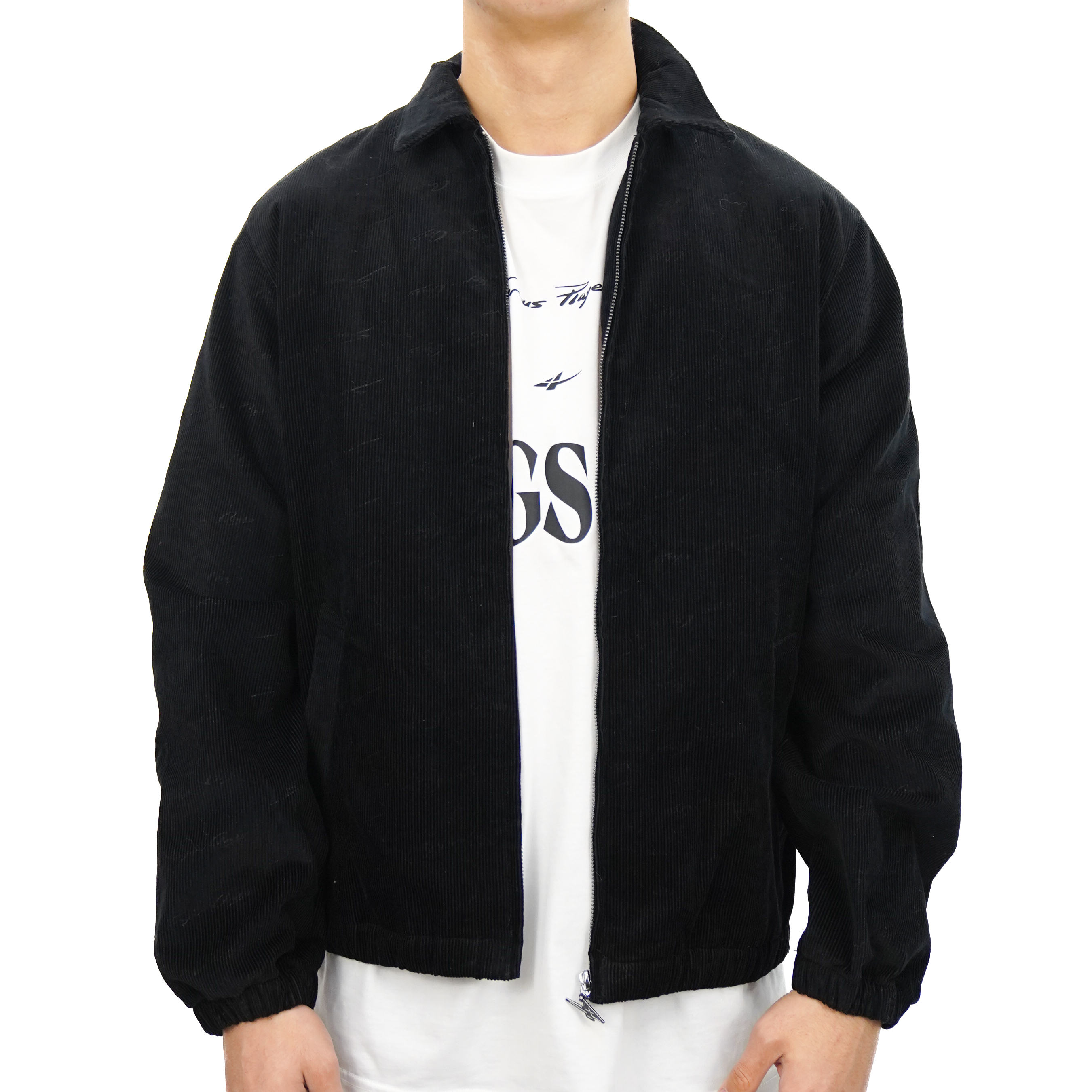SPO灯芯绒夹克 满印logo黑色