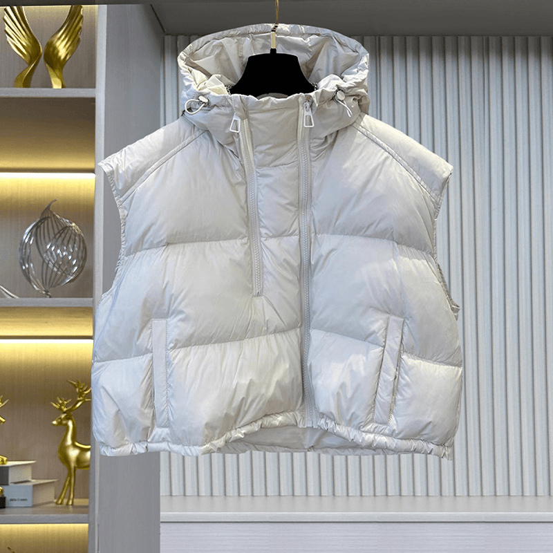 欧货羽绒保暖马甲女新款秋冬季百搭双拉链连帽时尚马夹坎肩上衣潮