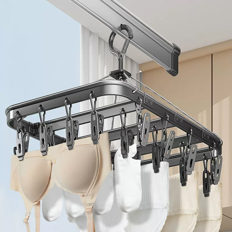 优勤铝合金袜子晾晒架多夹子家用无痕不锈钢晾衣架阳台晒袜子神器