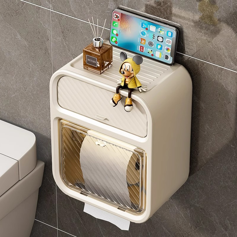 优勤卫生间厕纸盒壁挂式纸巾盒免打孔厕所抽纸盒防水卷纸置物架