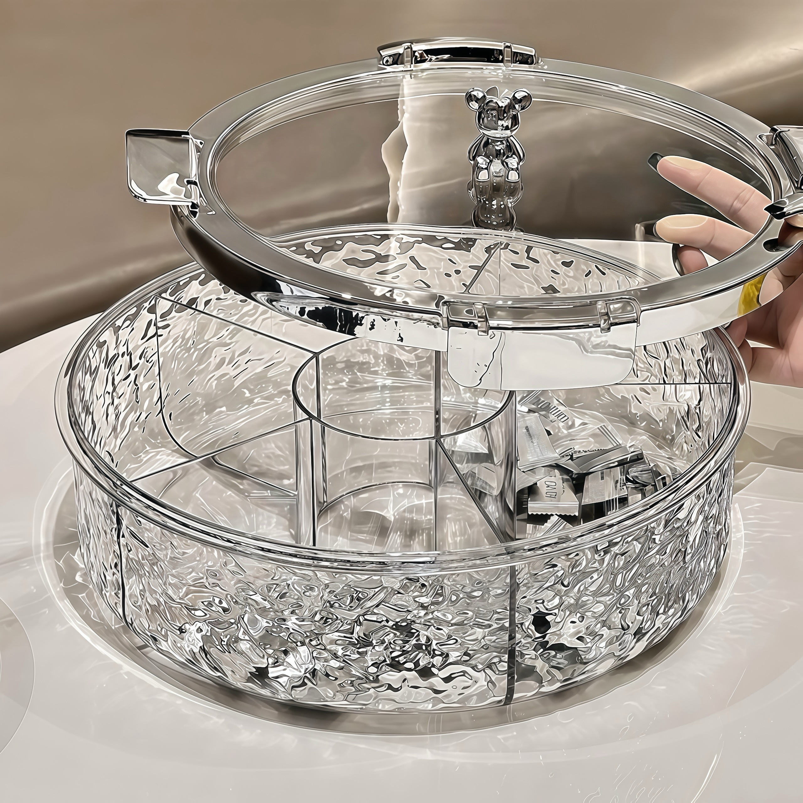 金卡佰高档干果盘客厅茶几家用坚果盘结婚零食摆放干果收纳盒新款