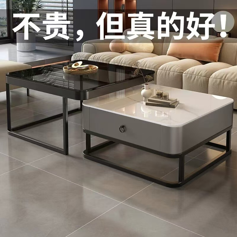 北欧岩板方形极简茶几电视柜客厅家用轻奢现代电视柜客厅电视柜