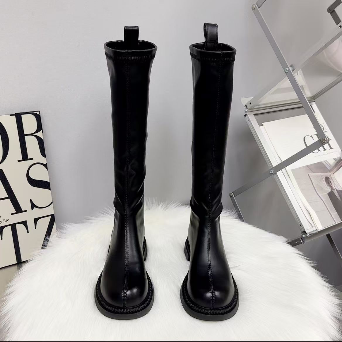 显瘦骑士靴女不过膝高筒长筒靴平底百搭靴子过膝长靴高筒靴女靴