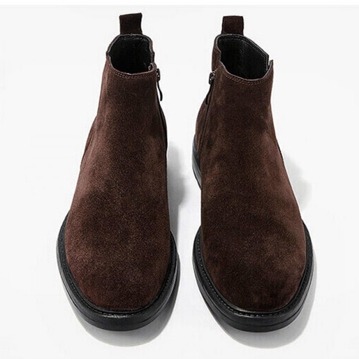 软底秋冬男鞋英伦切尔西靴翻毛皮中帮鞋皮鞋圆头马丁靴短靴男靴子