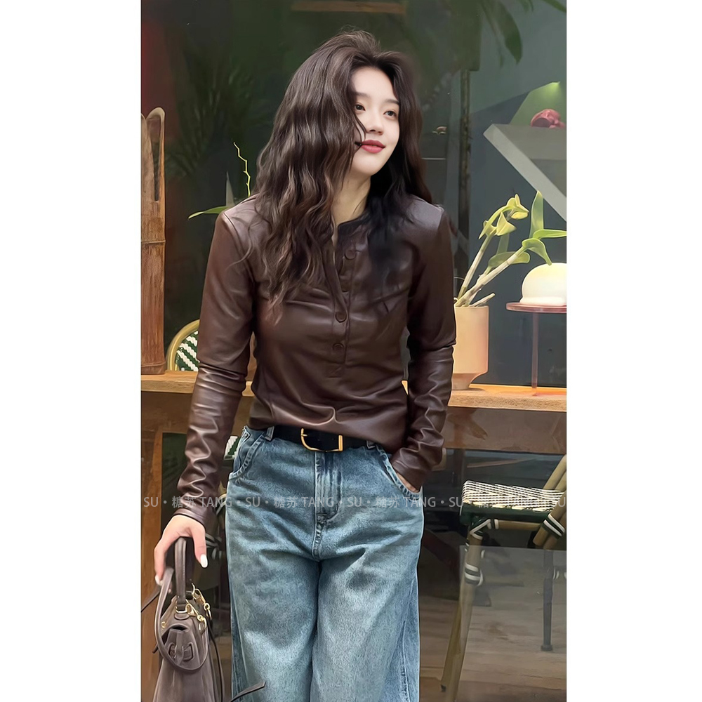 2024春秋新款小个子美拉德时尚洋气高级感短款修身皮衣外套上衣女