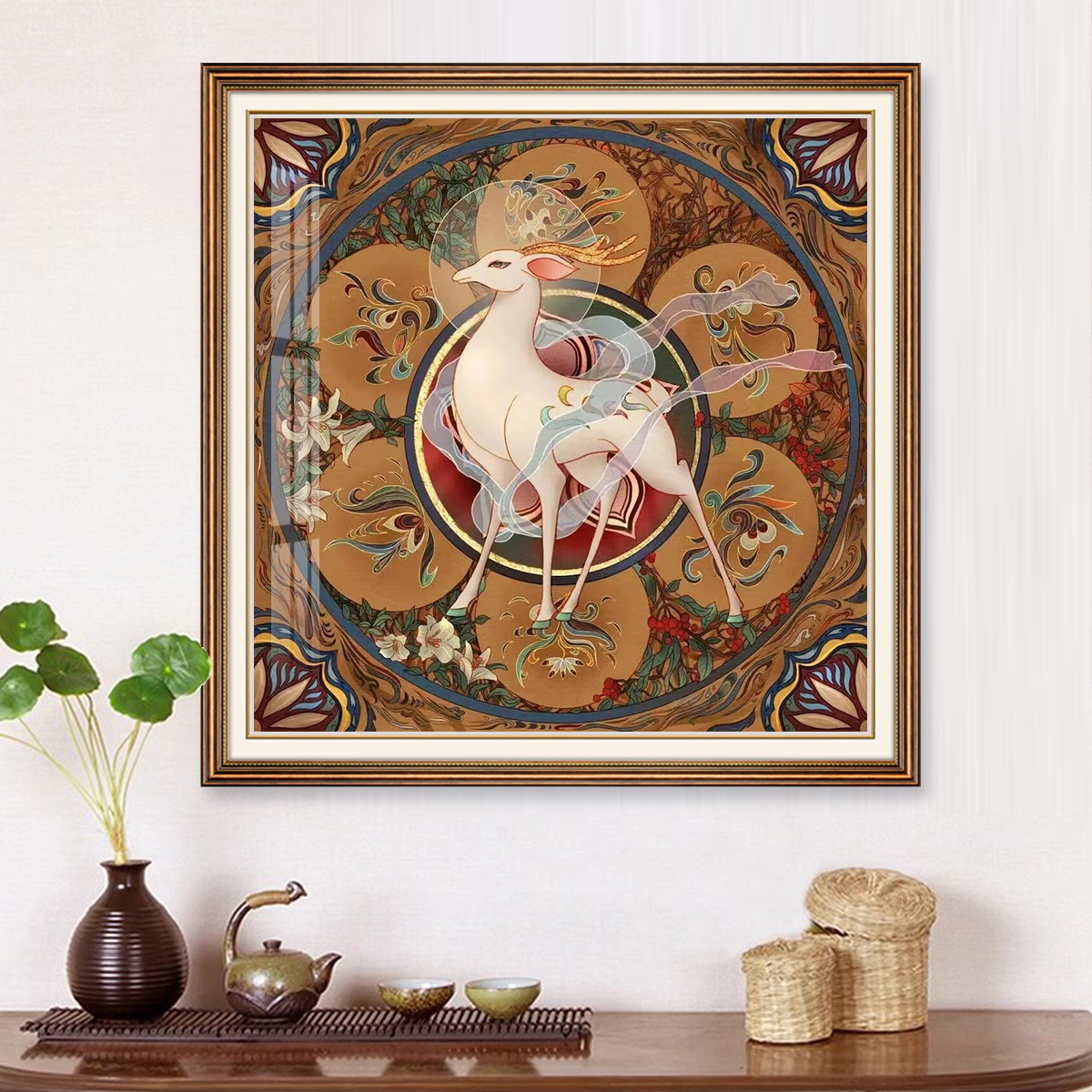 敦煌九色鹿十字绣新款2025客厅高级感简单手工刺绣国潮伴手礼礼物