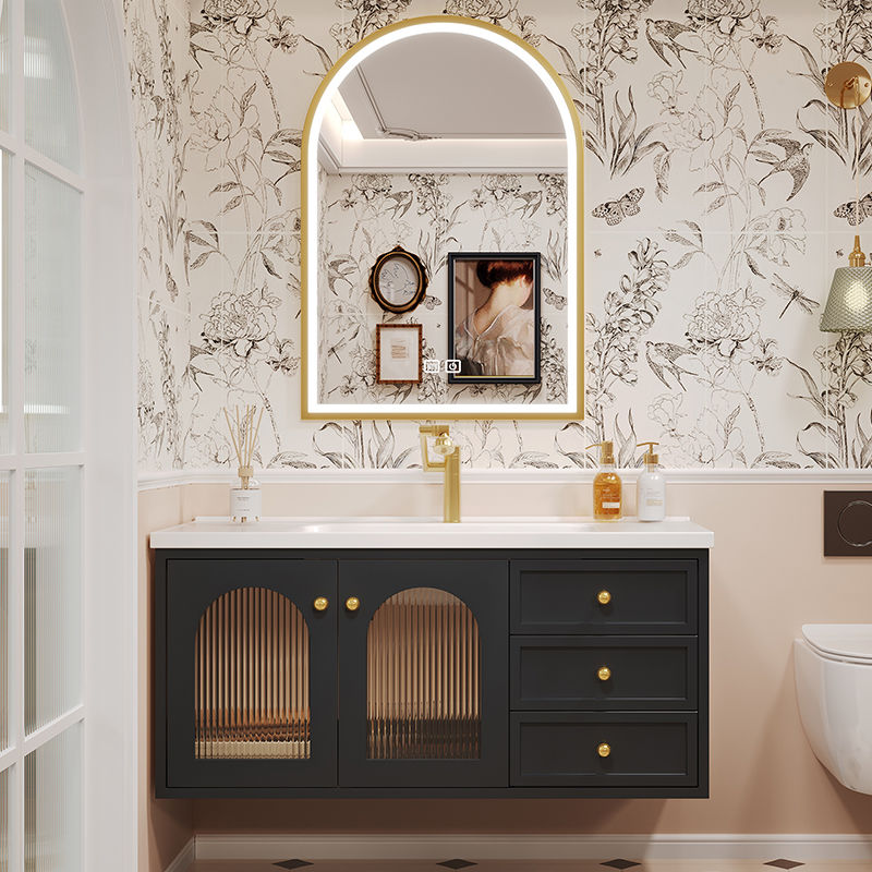 橡木法式艺术复古防水浴室柜陶瓷一体盆卫生间洗脸手柜组合洗漱台