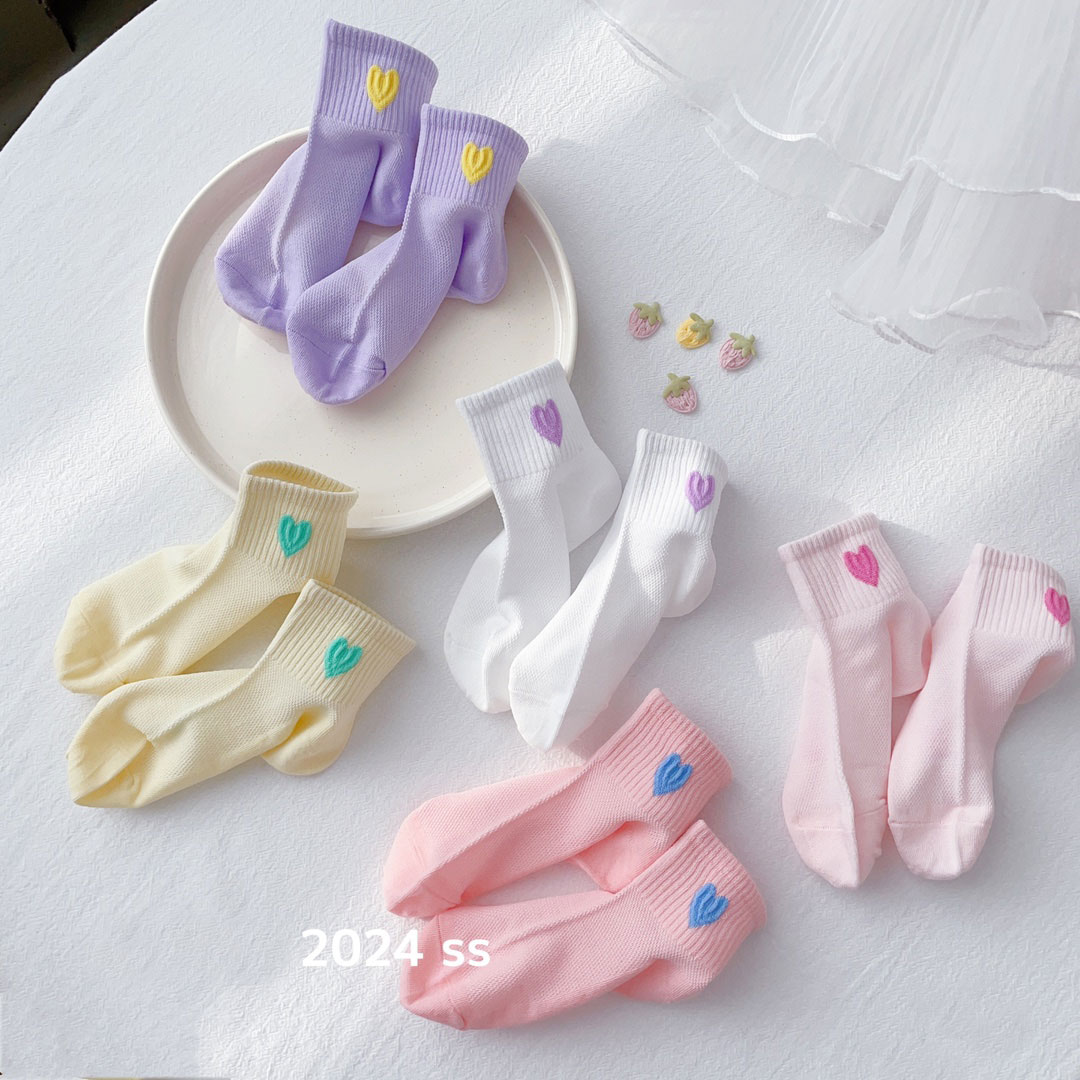 【爱心袜】儿童袜子春夏女童棉袜学生清爽网眼宝宝袜薄款夏季百搭