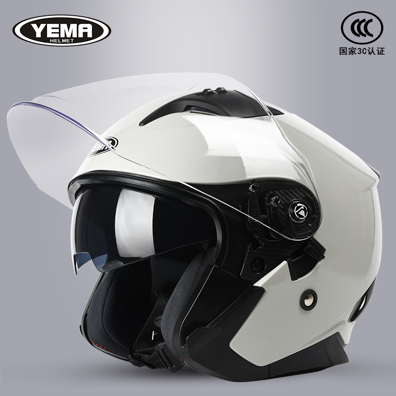 野马3C认证摩托车头盔男女士四季通用半盔全盔电动车骑行安全帽