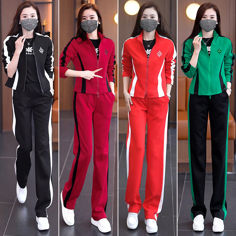 秋冬广场舞服装加厚套装鬼步舞休闲跑步跳操运动服拉链外套两件套