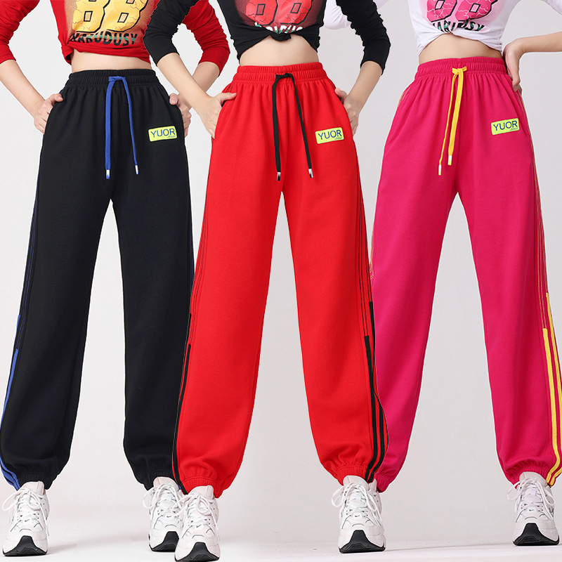 2025秋冬加厚运动束脚裤女士广场舞裤子高腰休闲跑步健身跳舞长裤