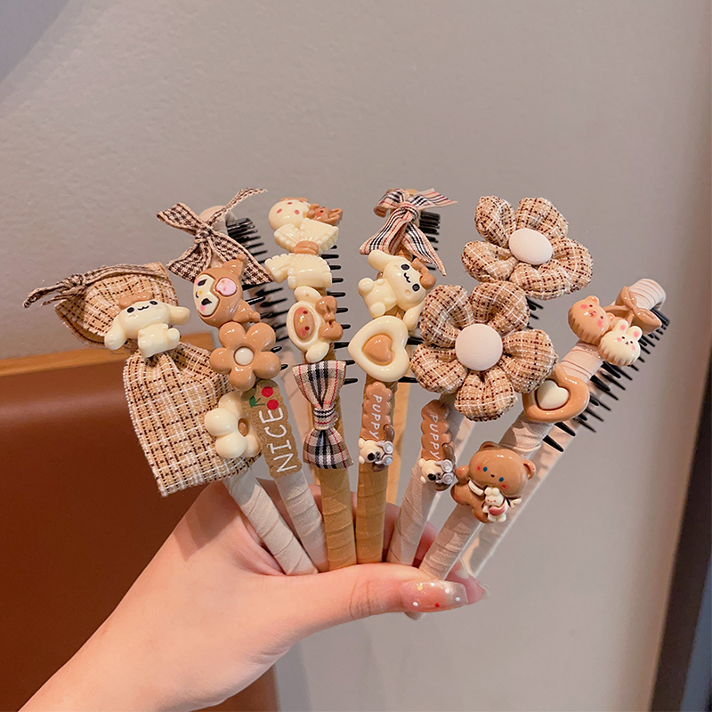 儿童咖色系发箍带齿防滑不伤发小女孩库洛米头饰女童碎发整理神器