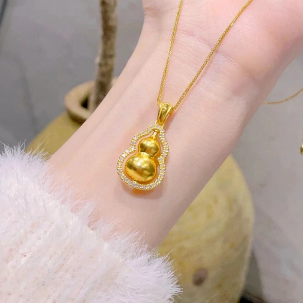 OULLEN 铜合金项链 时来运转葫芦项链女士轻奢时尚精美不掉色吊坠