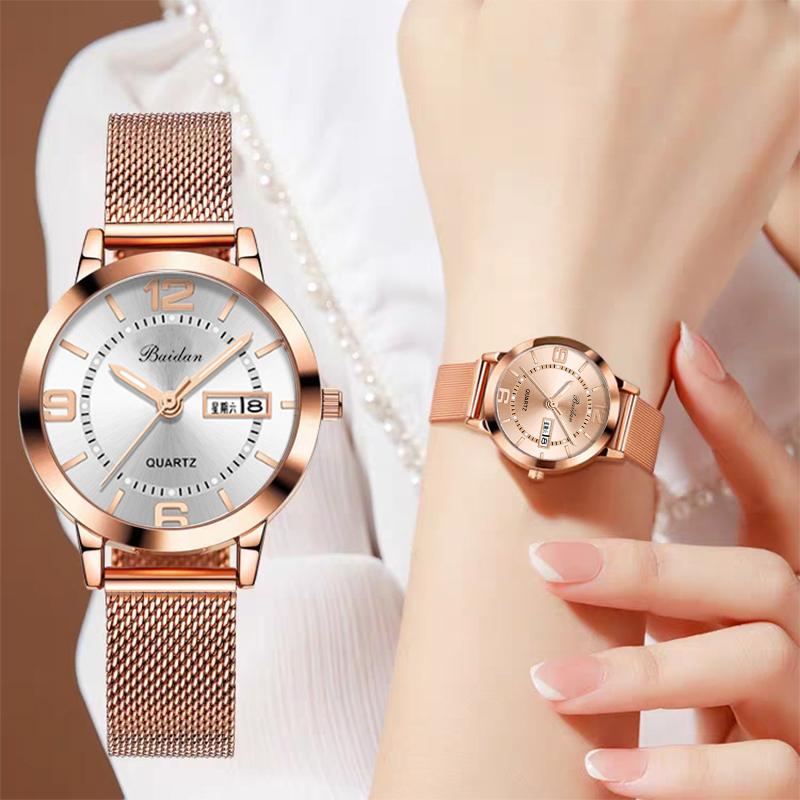 女士手表送礼物高档韩版时尚潮流气质日历夜光防水夜光石英表轻奢