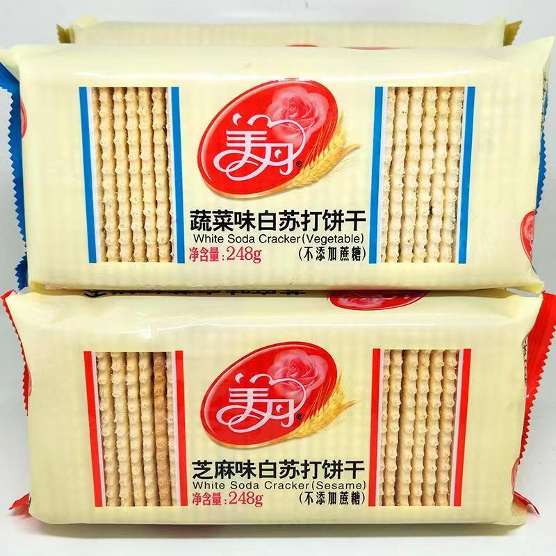 美丹苏打饼干大包248g香葱咸味低无蔗糖精脂梳打饼干早餐整箱批发