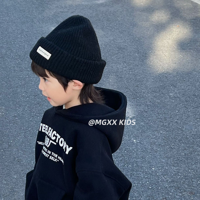 秋冬儿童加厚保暖毛线帽宝宝软糯亲肤针织帽男童女童韩版套头帽子