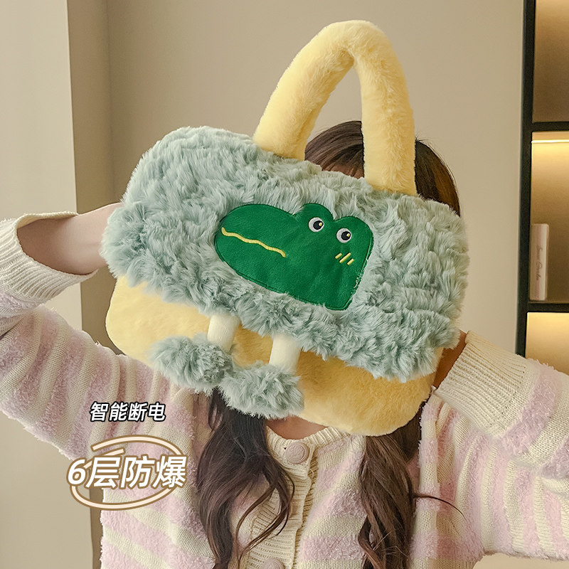 热水袋充电防爆暖宝宝暖水袋毛绒可爱女生用暖手宝被窝神器电暖宝