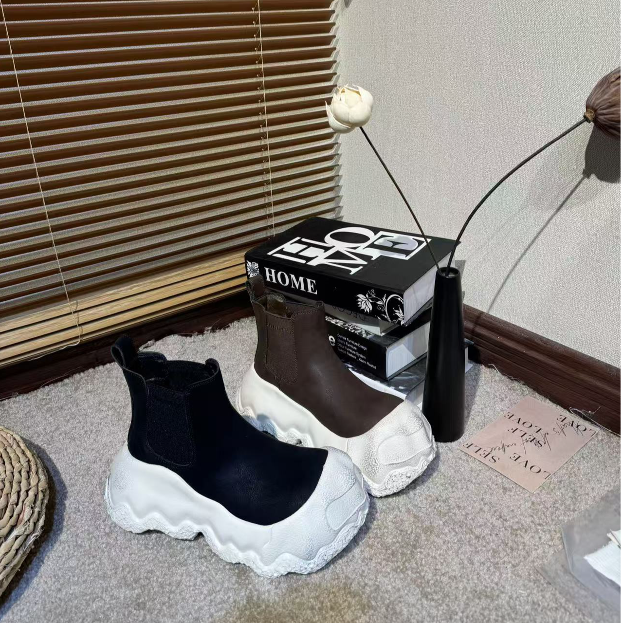 唐小肉潮搭时尚百搭冬季中筒潮流萌丑大头异形底脏脏鞋晕染1-19