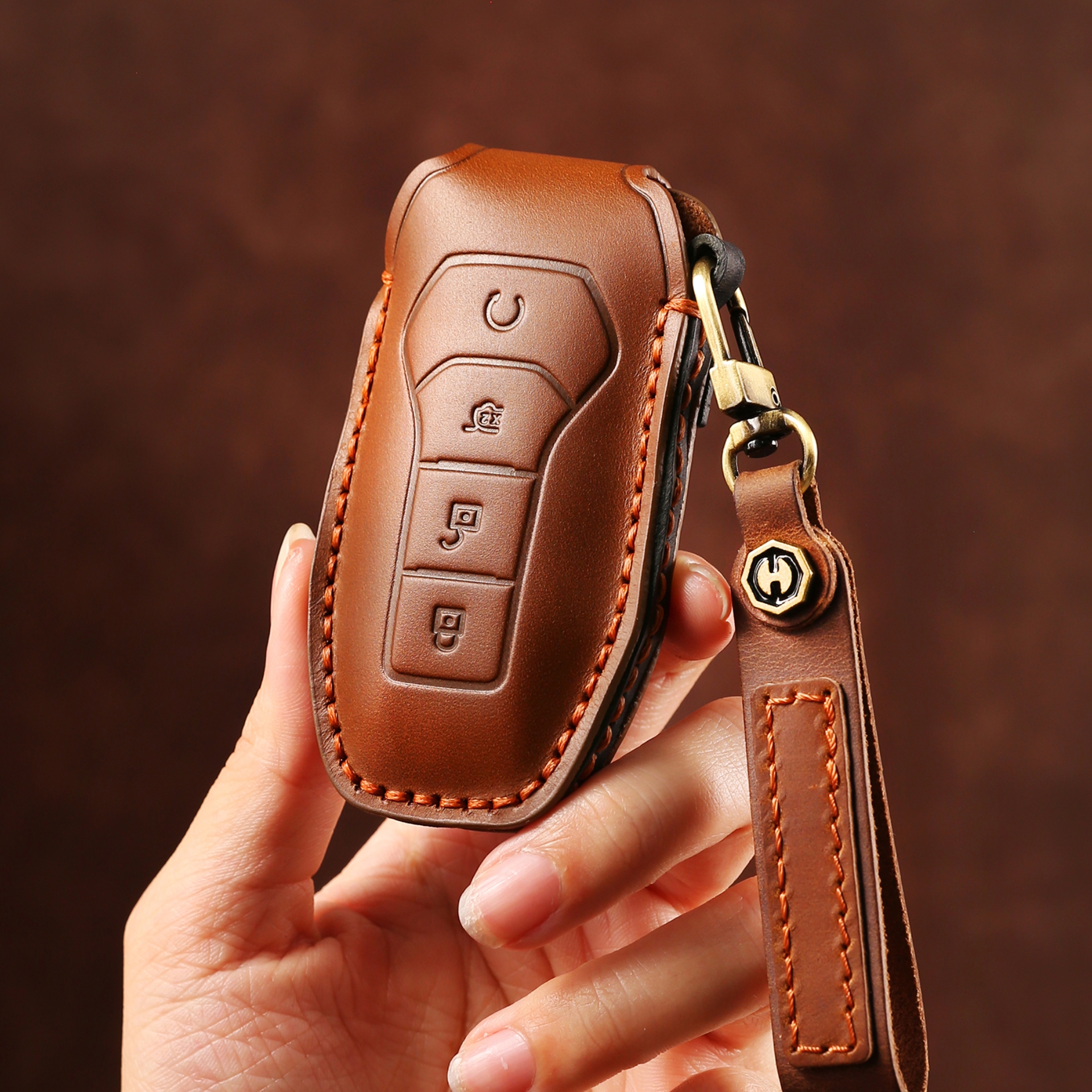 真皮比亚迪钥匙套方程豹包汉EV宋plus唐dmi秦pro海豚豹护卫舰元扣