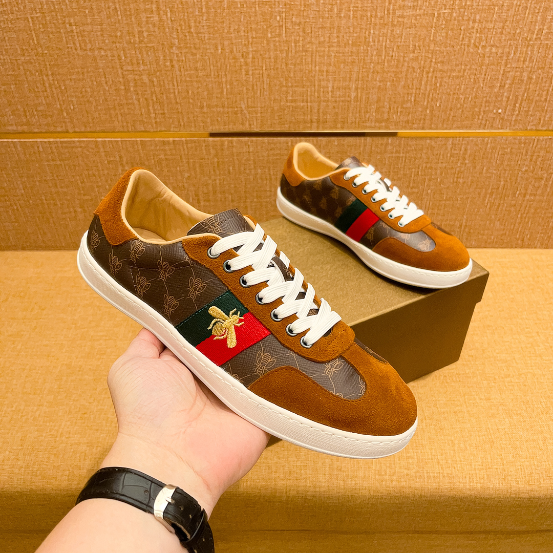 小蜜蜂欧货新款潮牌真皮休闲春秋季潮鞋男鞋奢侈品百搭磨砂皮鞋男