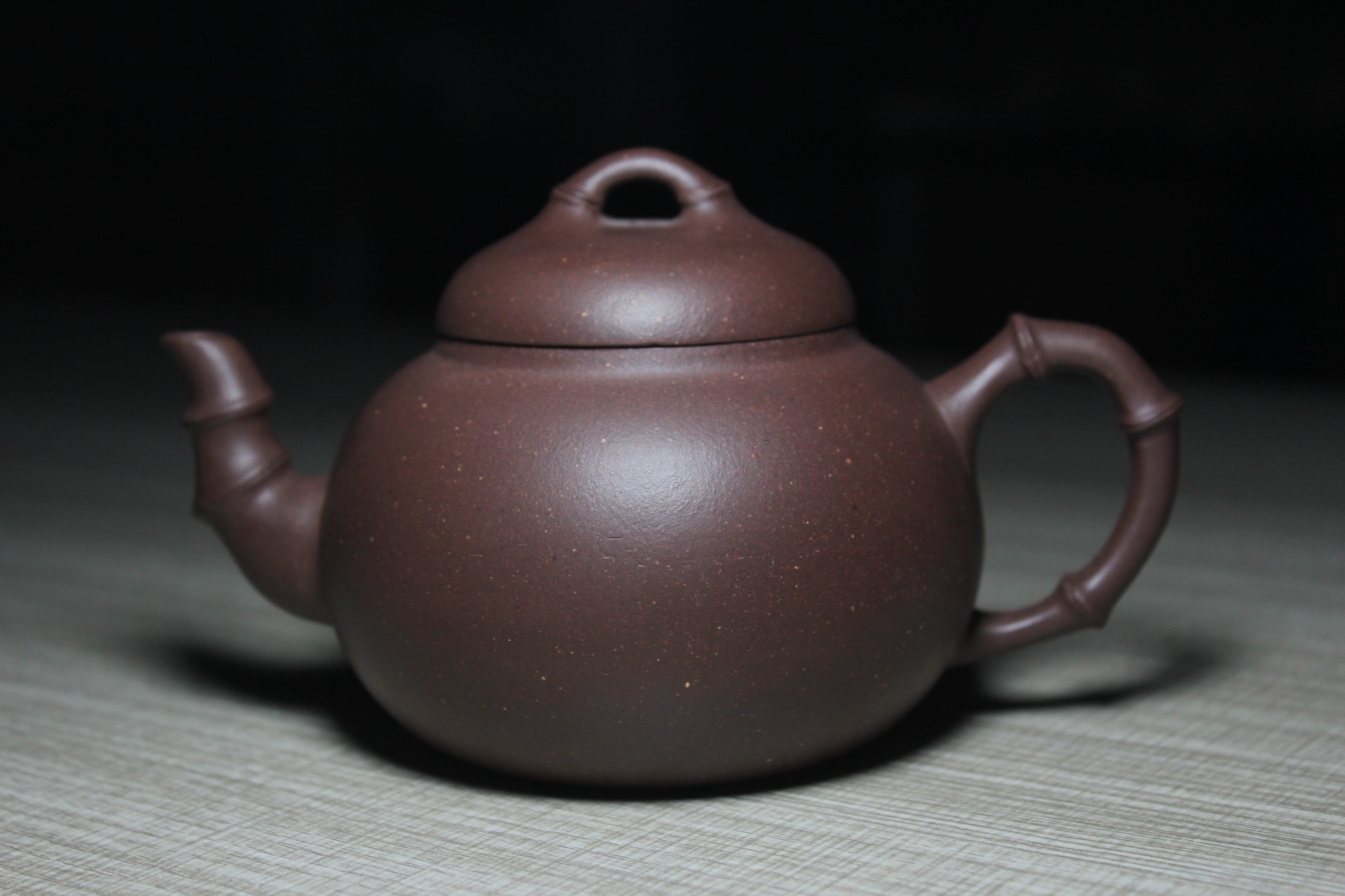 宜兴紫砂壶茶壶 燕陶坊工作室原矿紫泥 商用中式客厅手工 竹节壶