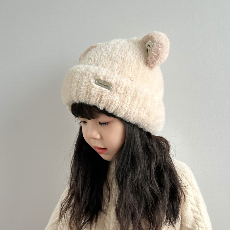 儿童帽子女款2025新款女童毛线帽秋冬季女孩防寒可爱针织帽加绒帽