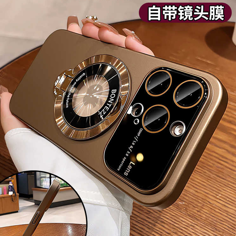 沙漠金适用苹果16promax手机壳15磁吸支架14pro高级13镜头全包12