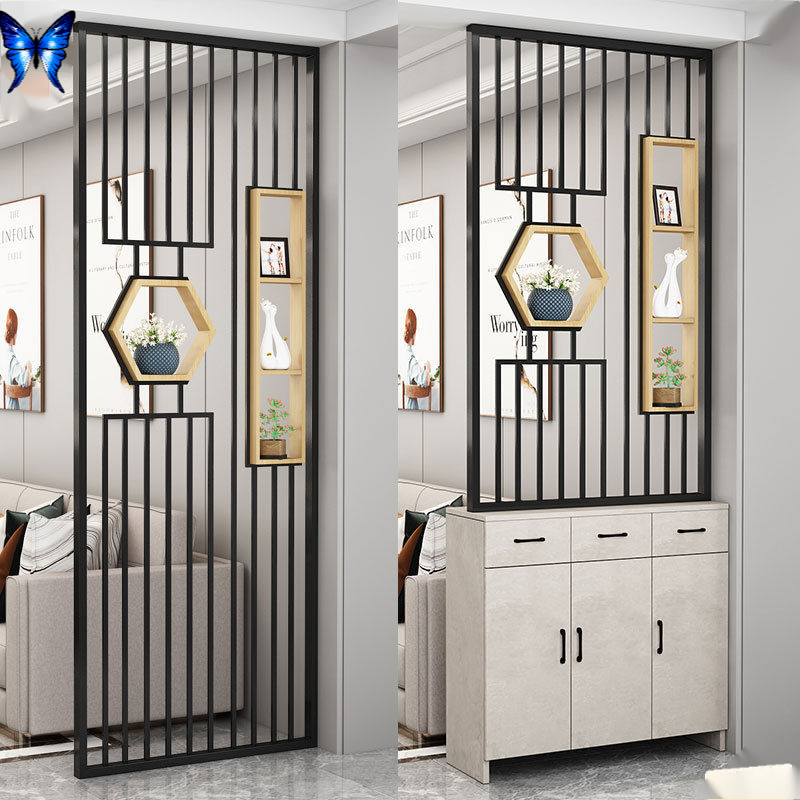 轻奢铁艺屏风隔断简约中式客厅遮挡风水招财玄关挡门入户座屏工艺