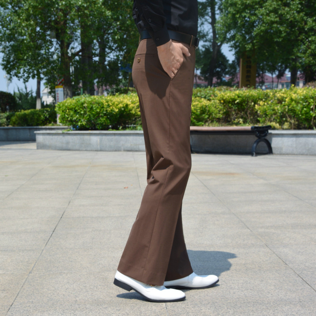 夏季薄款微喇西裤休闲四面弹舒适透气夏天弹力垂感抗皱男士微喇裤