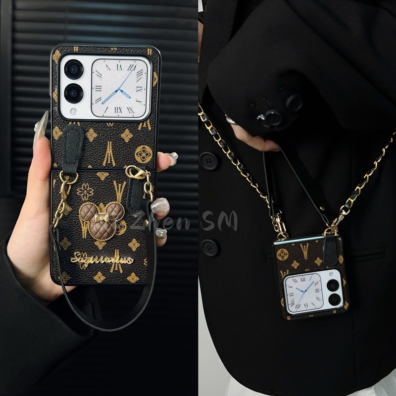 适用华为novaflip手机壳新款novaflip套huawei轻奢皮纹背带挂绳女