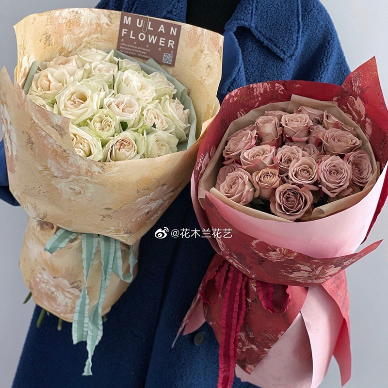 【花寻礼韵】梦境后花园鲜花包装纸牡丹花油画花束包花纸花店花艺