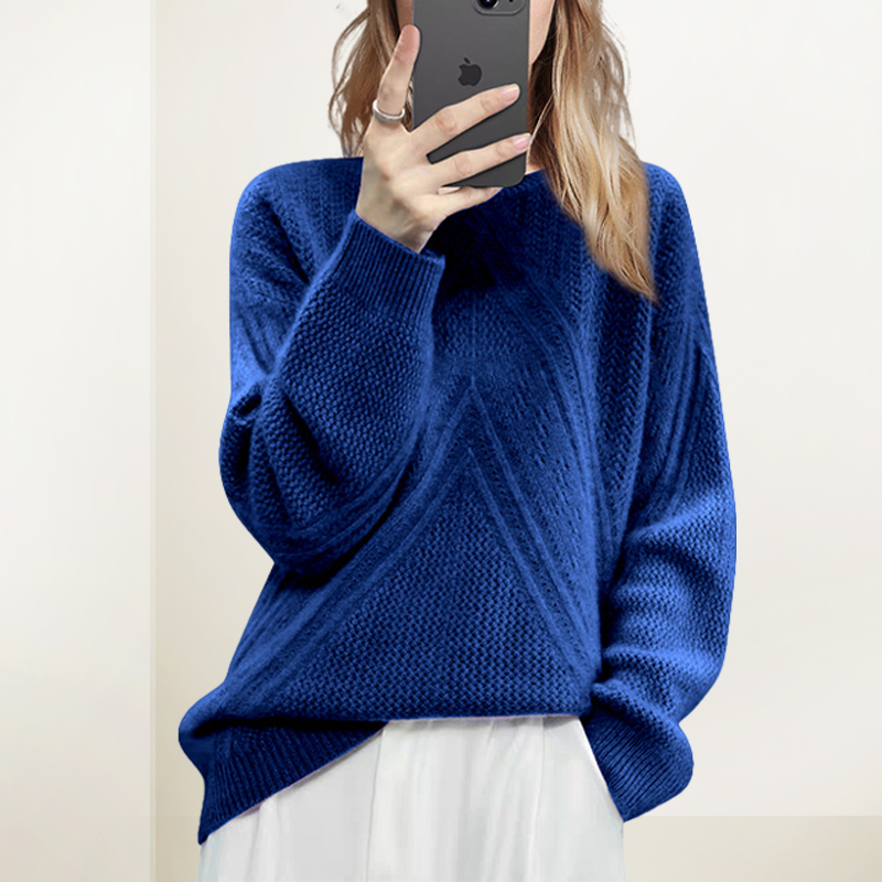 克莱因蓝毛衣针织衫女2025年冬装新款休闲百搭显瘦慵懒风打底上衣