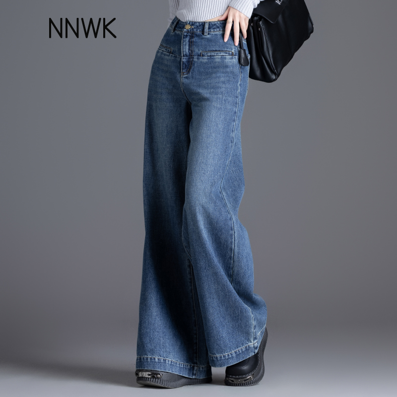 宽松显瘦高腰直筒裤女2025秋冬新款爆款阔腿裤高品质牛仔裤女长裤