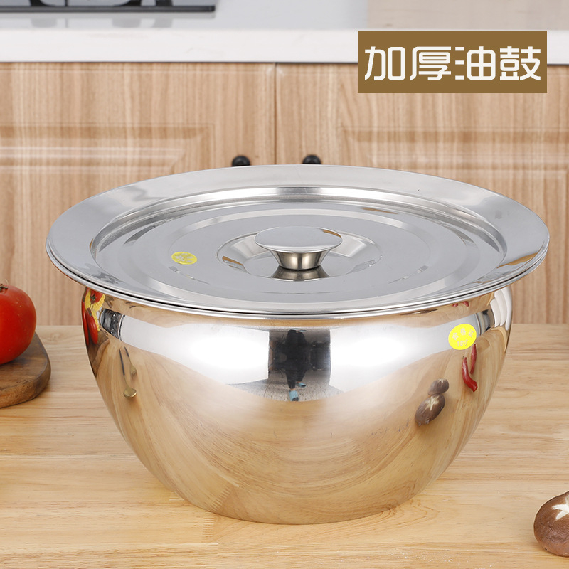 不锈钢家用猪油罐圆形带盖子油盆加厚耐高温大号商用大容量调料盒
