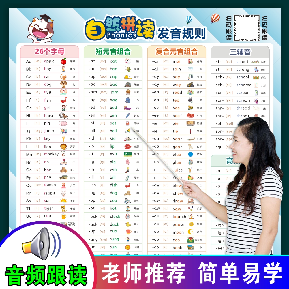 自然拼读英语记单词拼读法背单词神器小学国际音标有声伴读早教