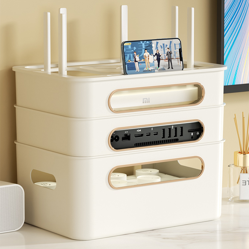wifi路由器收纳盒插座电视机顶盒置物架无线光猫放置电线整理神器