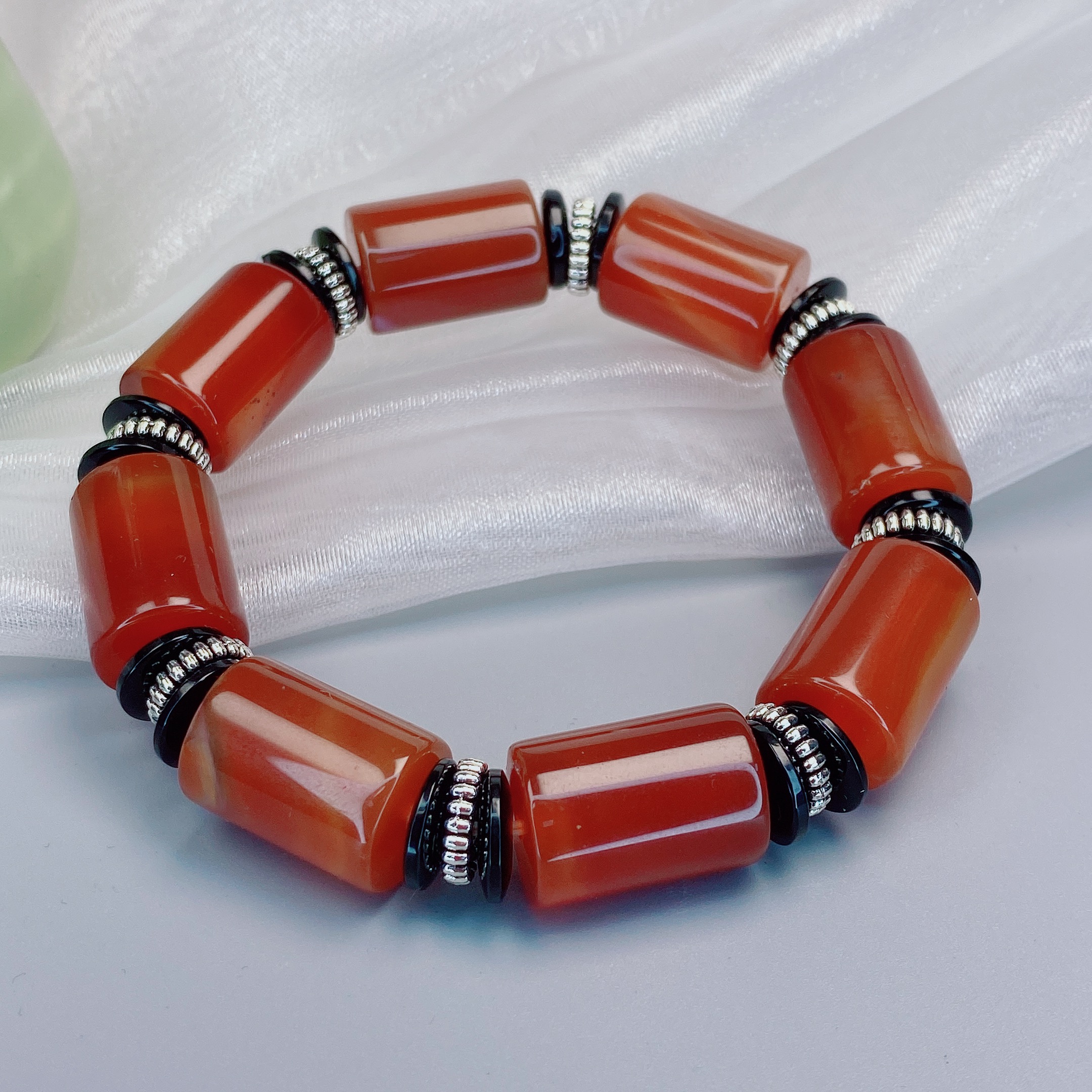 正品红玛瑙手串玛瑙桶珠手链简约男女款手饰【多样性发货】G85