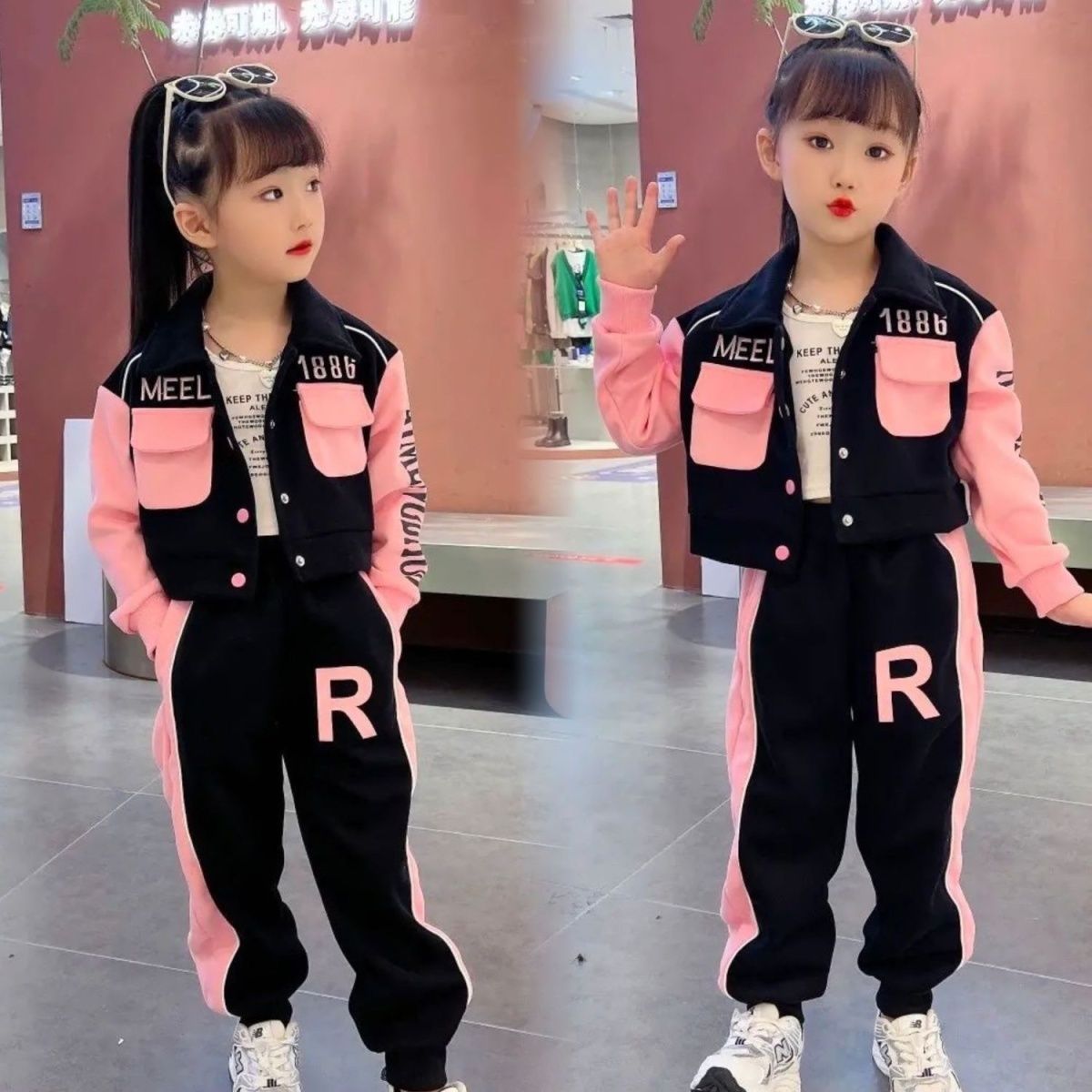 女童装秋装洋气女大童网红时髦秋季衣服儿童运动套装春秋款炸街潮