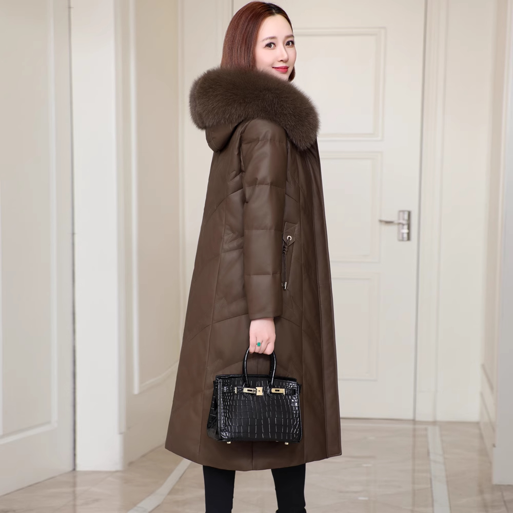 冬季新款真皮羽绒服女正品2025连帽修身显瘦绵羊皮海宁皮草外套