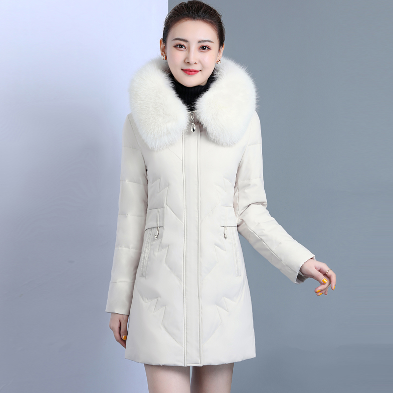 2025新款冬装羽绒服女宽松韩版小个子加厚外套白鸭绒中长款上衣潮