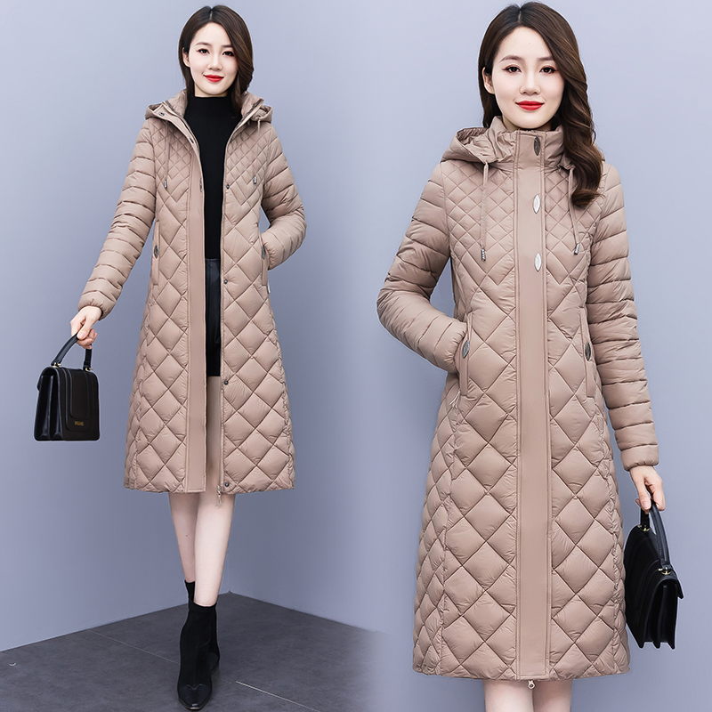 2025新款棉衣女长款帽子可拆卸棉服女修身显瘦棉衣大码200斤