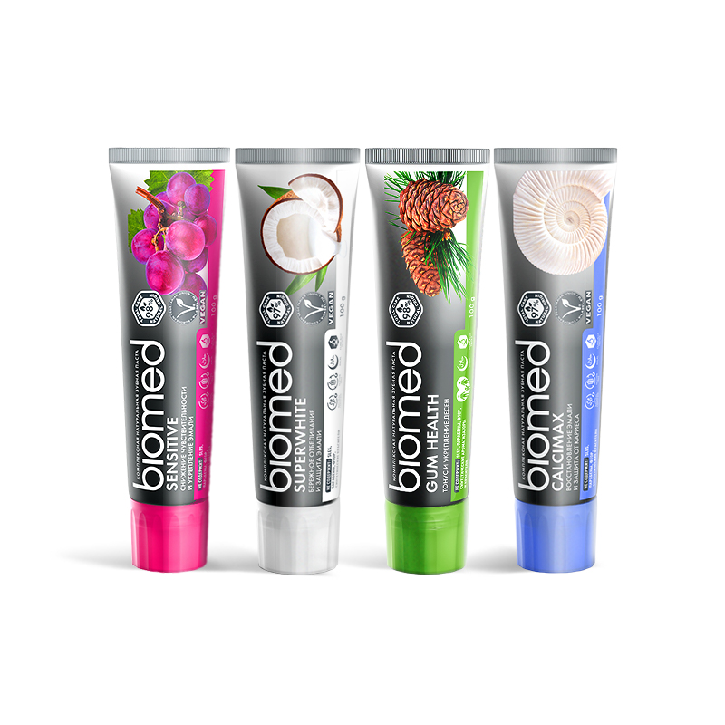 俄罗斯原装进口碧欧迈德biomed成人不含氟牙膏清新口气家用果味