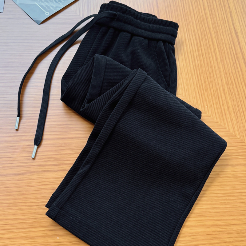 黑色窄版阔腿裤女秋冬季2026年新款加绒加厚高腰垂感直筒梧桐裤子