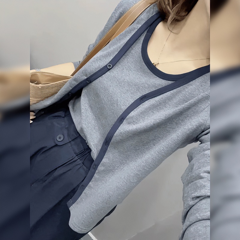 早秋新款时尚套装简约百搭单排扣开衫上衣洋气显瘦内搭背心两件套