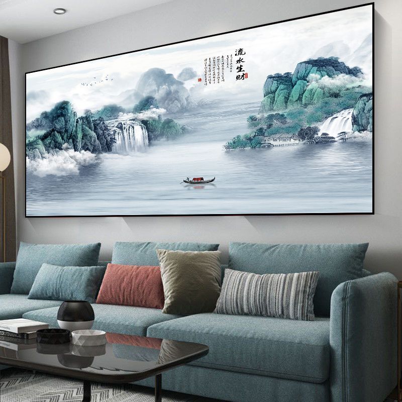 自粘装饰画墙贴纸书房客厅沙发背景墙办公室山水画国画挂画壁纸画